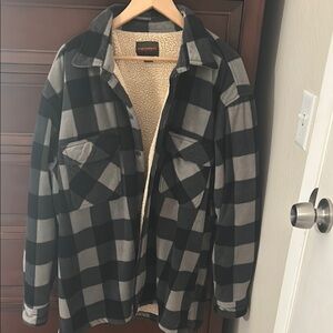 Men's Black and Gray Checkered Jacket